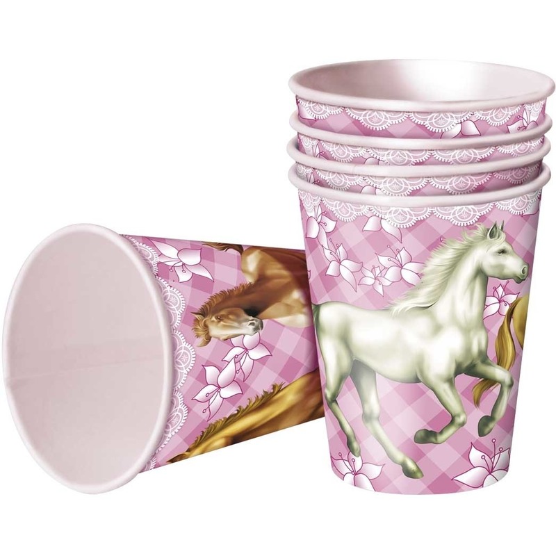 8x Paarden themafeest bekertjes 250 ml -