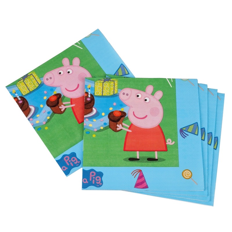 40x Peppa Pig themafeest servetten 33 x 33 cm -