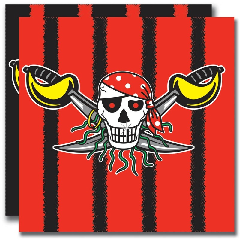 20x Piraten Rood\zwart thema servetten -
