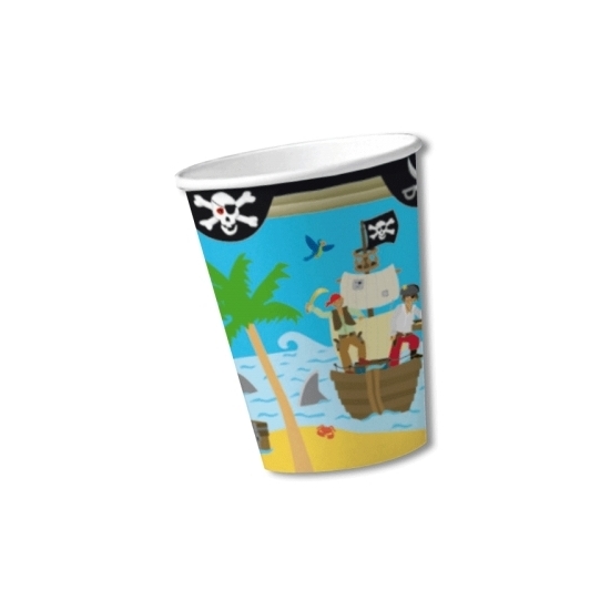 8x stuks party bekers piraten eiland thema -