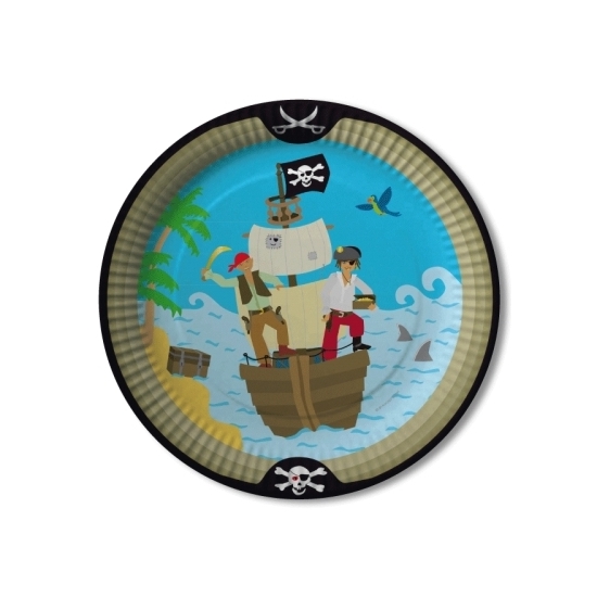 8x feest bordjes piraten thema eiland 23 cm -