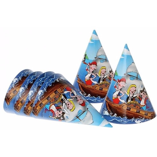 Feesthoedjes piratenfeestje 6x stuks -