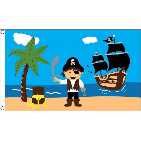 Jongens piratenschat vlag 150 x 90 cm -