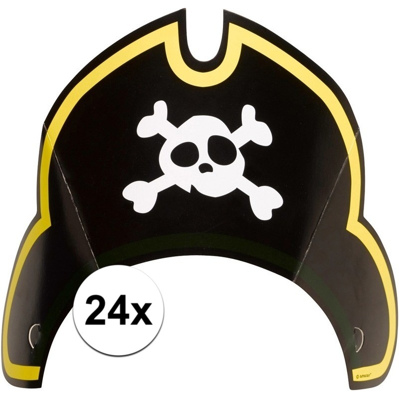 24x Piraten themafeest feesthoedjes kapitein -
