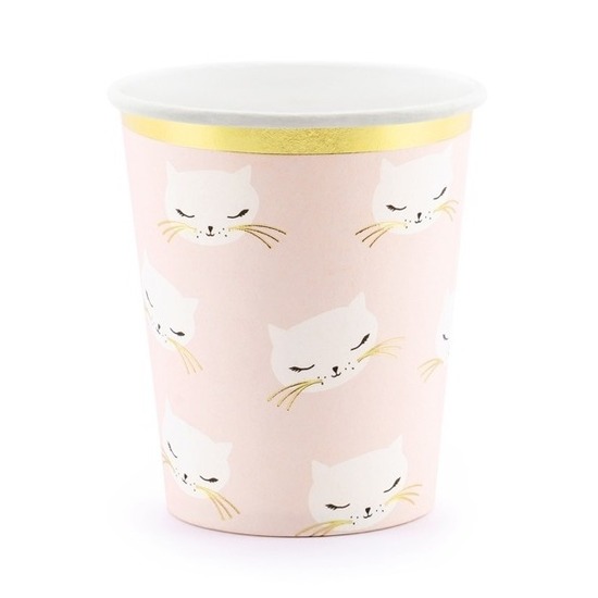 6x Poes/Katten thema feest bekers 200 ml -