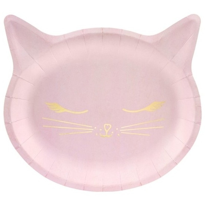 12x Poes/Poezen thema feest borden 22 cm -