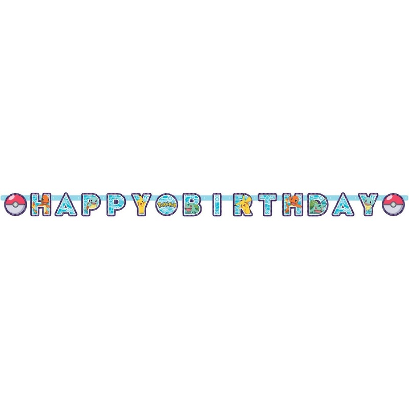 Pokemon feest wenslijn/letterslinger Happy Birthday 218 x 12 cm -