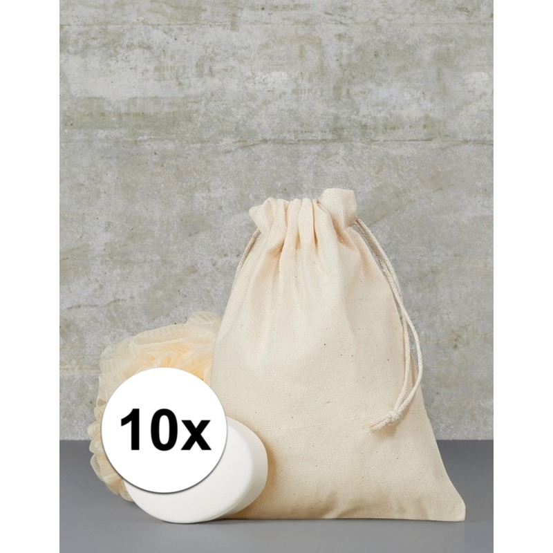 10 x Cadeauzakjes met koord 15 x 20 cm -