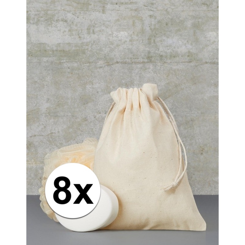 8 x Uitdeelzakjes met koord 15 x 20 cm -