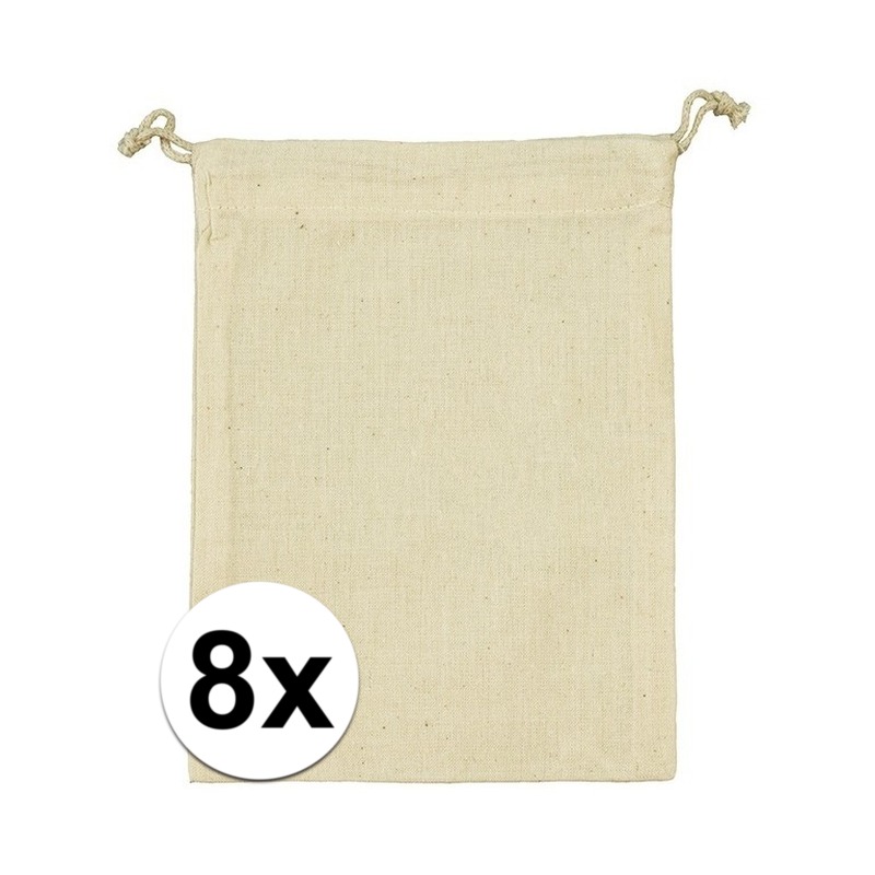 8 x Uitdeelzakjes met koord 10 x 14 cm -