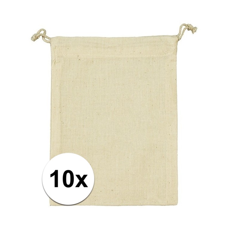10 x Uitdeelzakjes met koord 10 x 14 cm -