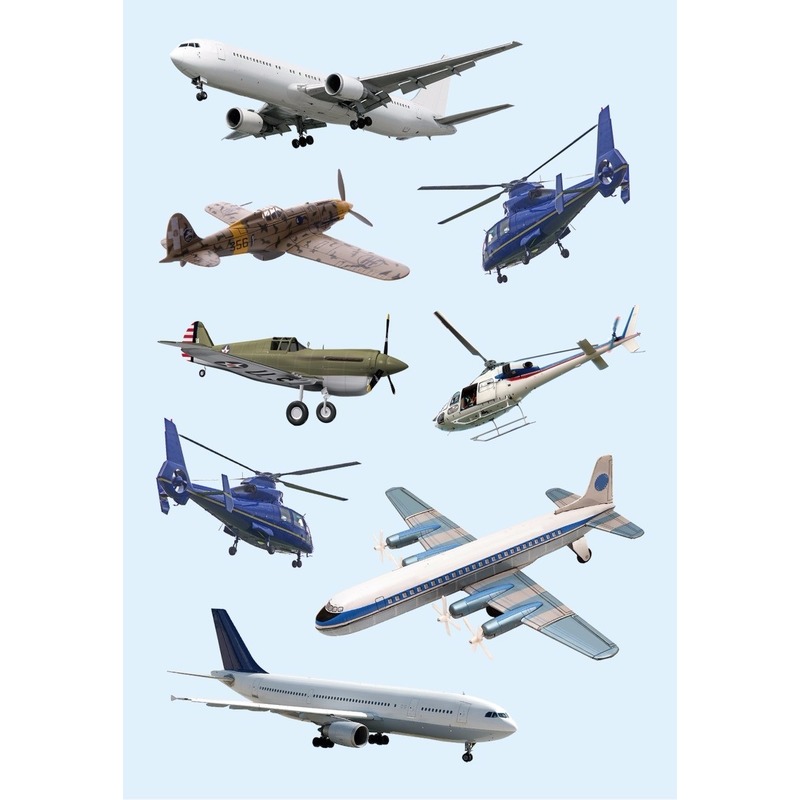 Vliegtuigen stickers 3 vellen -