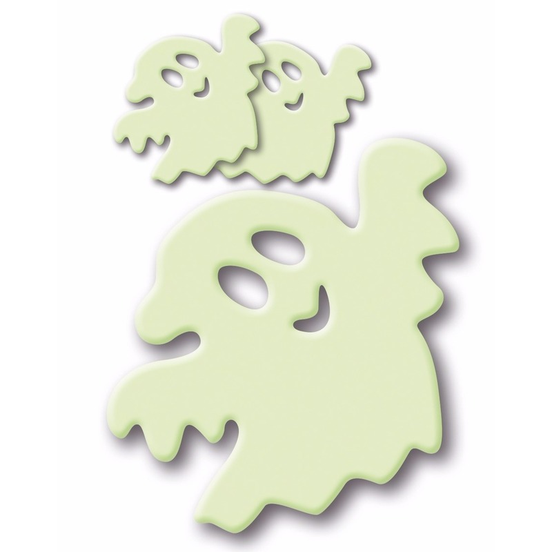 Glow in the dark Halloween stickers van spookjes - 3x stuks - 16 x 9 cm - Muurstickers versiering -