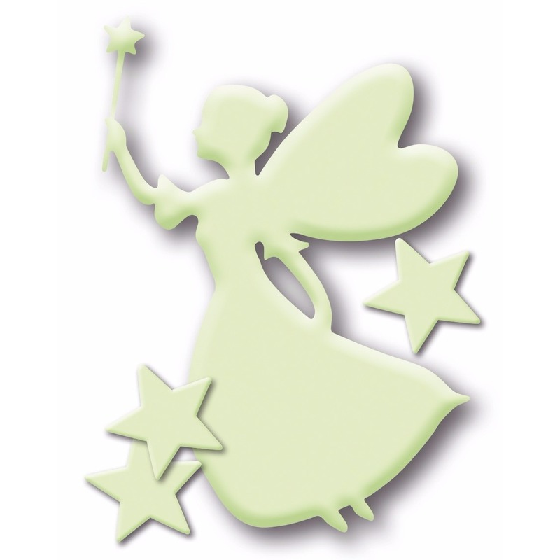 Glow in the dark stickers elfje met sterren 4x stuks -