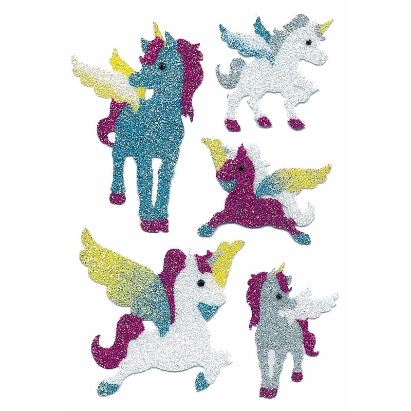 Eenhoorn glitter stickers 2 vellen -
