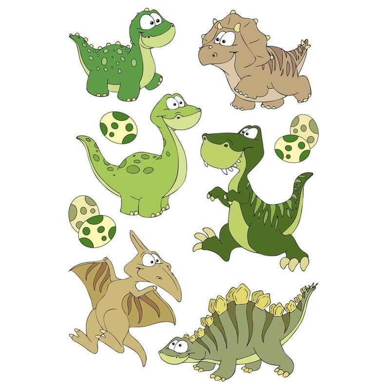 9x Dinosaurus dieren stickers met 3D effect met wiebeloogjes -