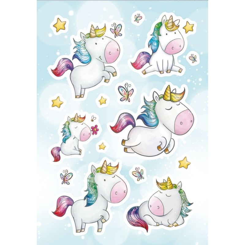 48x Eenhoorn dieren stickers met strasssteentjes -
