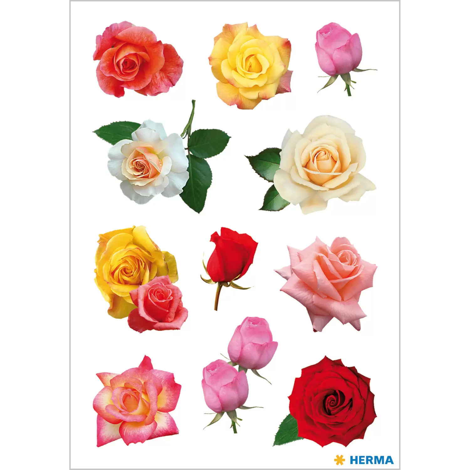 Gekleurde rozen bloemen thema stickers - 33x stuks - kinderstickers - stickervellen - decoratie arti -