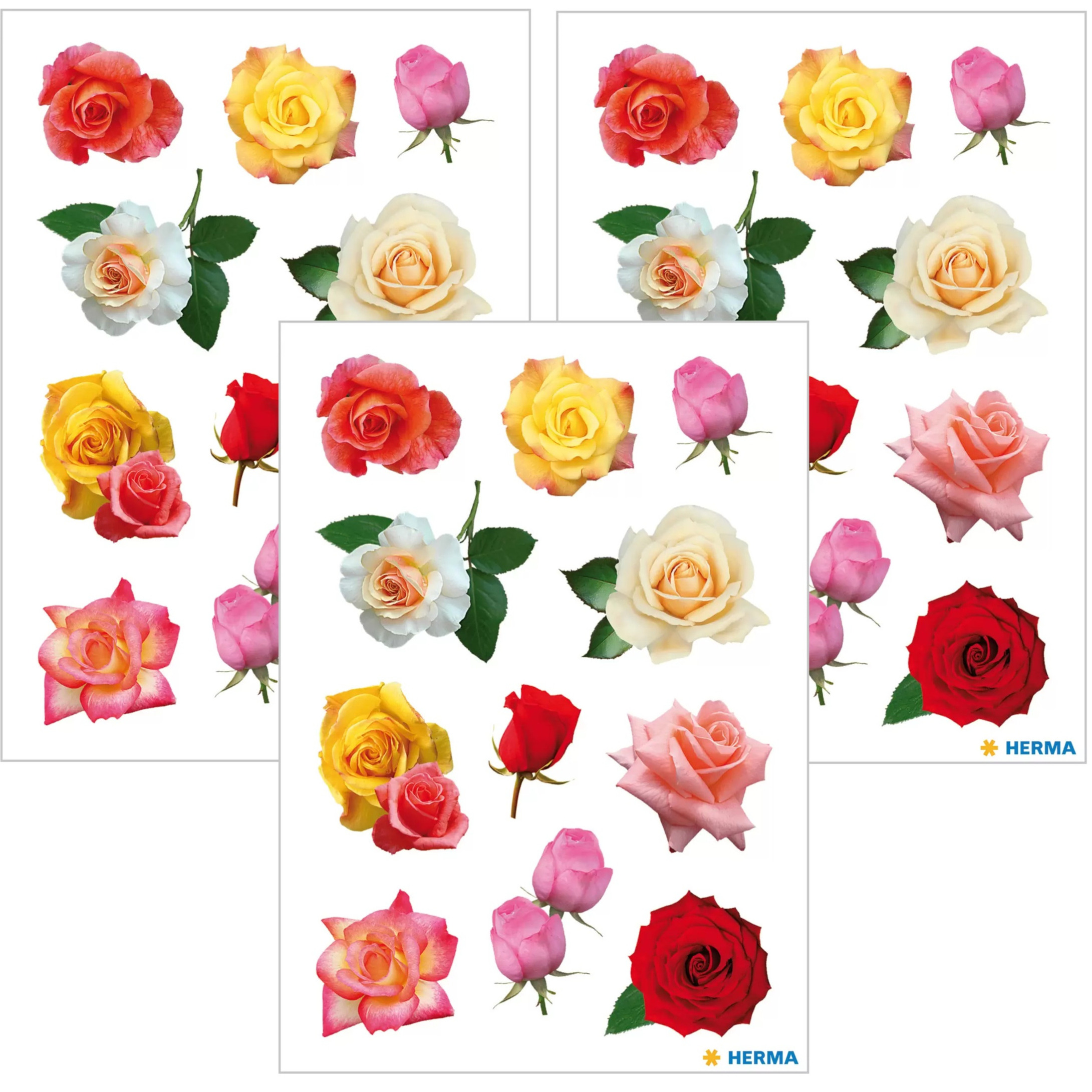 Gekleurde rozen bloemen thema stickers - 99x stuks - kinderstickers - stickervellen - decoratie arti -