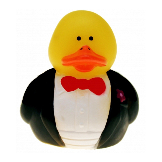 Bruidegom badeendje - rubber - 5 cm - Huwelijk/bruiloft cadeau -