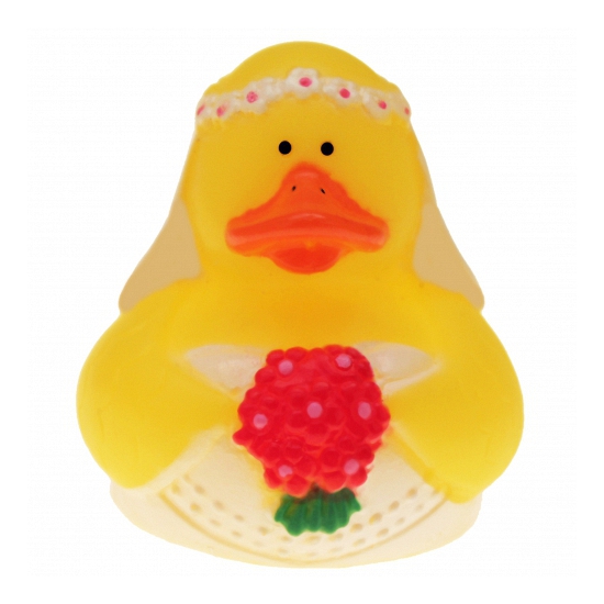 Bruid badeendje - rubber - 5 cm - Huwelijk/bruiloft cadeau -