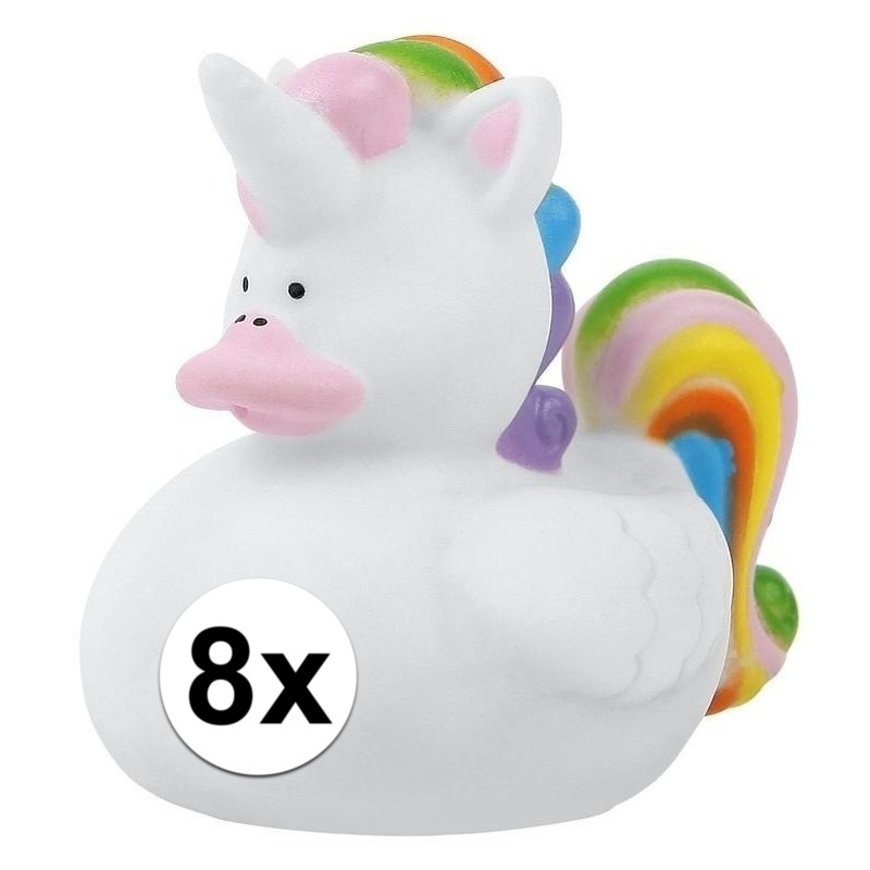 8x Rubber badeendje eenhoorn 7 cm -