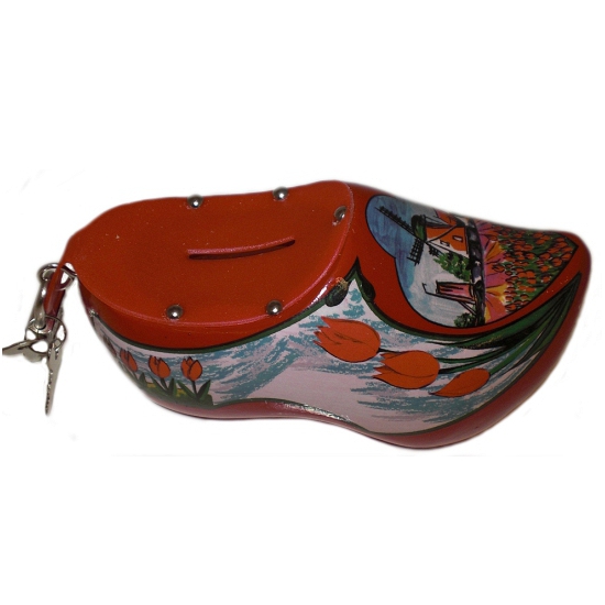 Spaarpot - Klomp - rood - 16cm - houten spaarpotje - Feest -