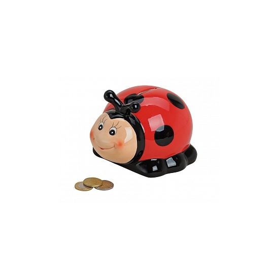 Spaarpot voor kinderen - lieveheersbeestje - dieren - 14 x 13 x 11 cm - keramiek -