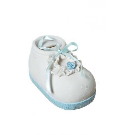 Spaarpot blauwe babyschoen -