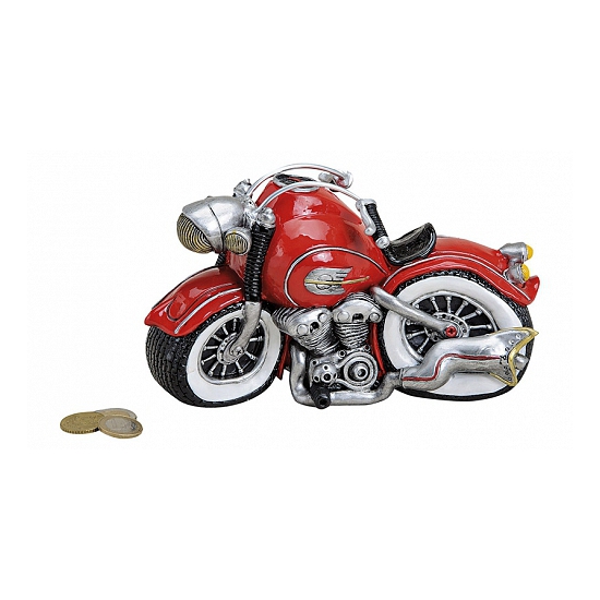 Spaarpot van een Rode motor - keramiek - 21 x 10 x 13 cm -