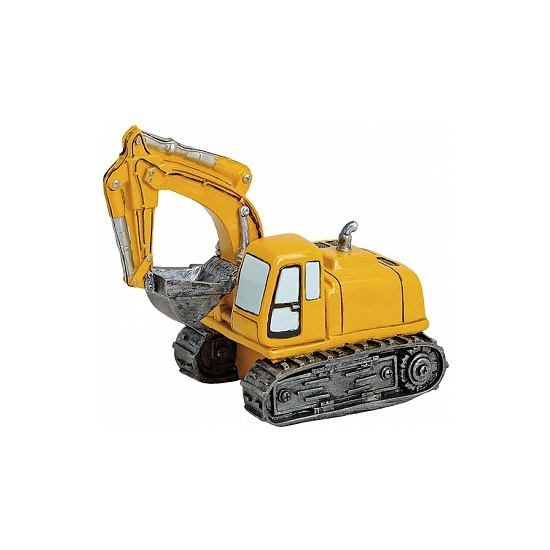 Spaarpot graafmachine - 18 cm - polyresin - kinderen en volwassenen -