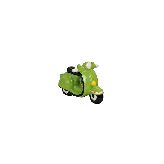 Spaarpot scooter - groen - 20 x 10 cm - polystone - rubber dop - Vespa look -