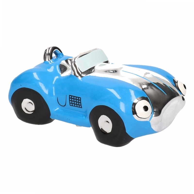 Spaarpot blauwe sportauto cabriolet 14 cm -