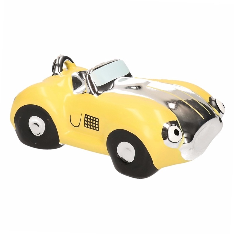 Spaarpot gele sportauto cabriolet 14 cm -