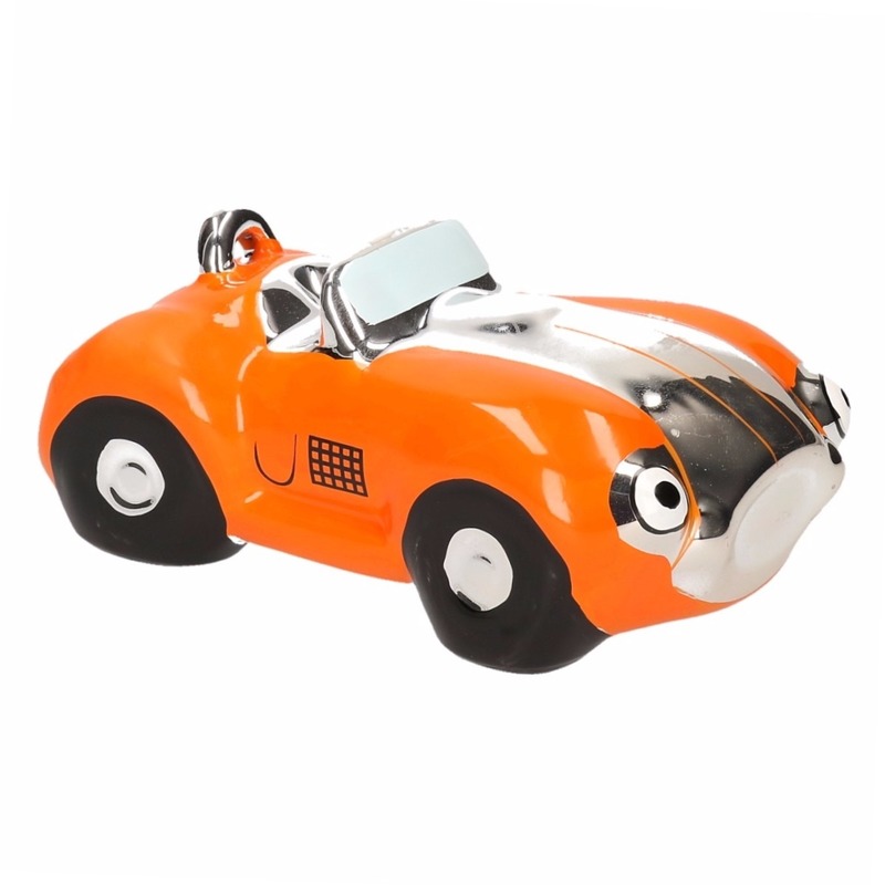 Spaarpot oranje sportauto cabriolet 14 cm -