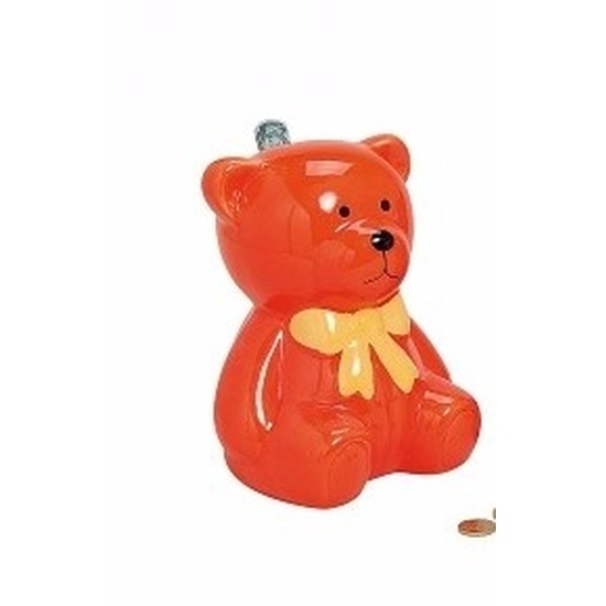 Spaarpot oranje teddybeer 20 cm -