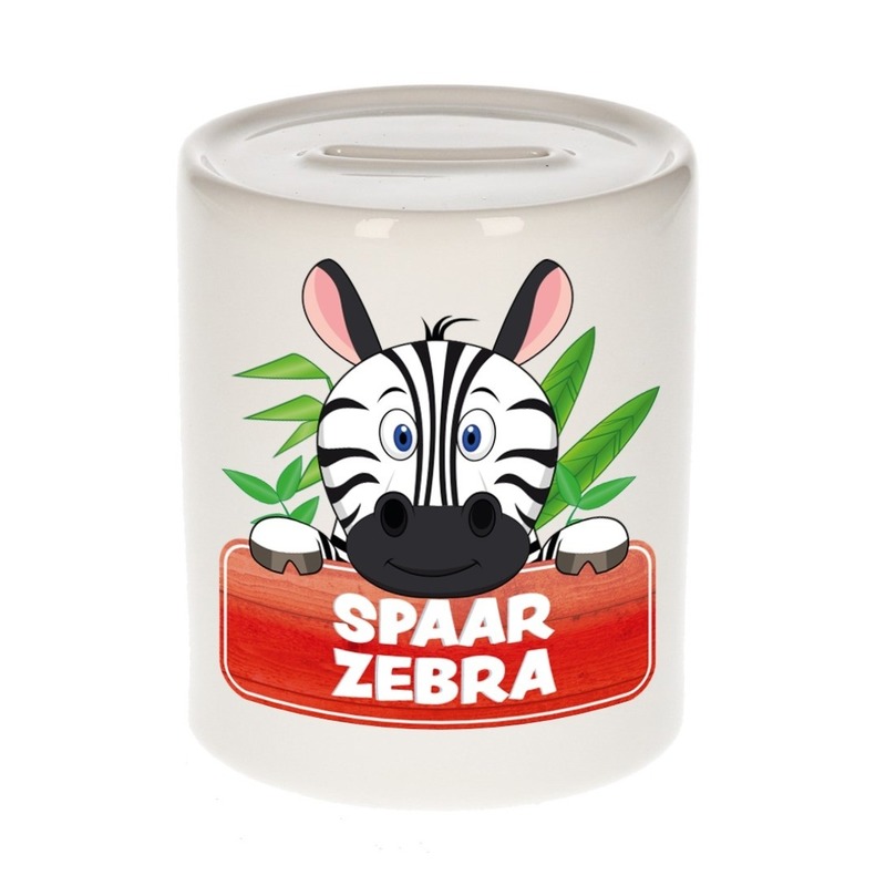 Kinder spaarpot met zebra print 9 cm -