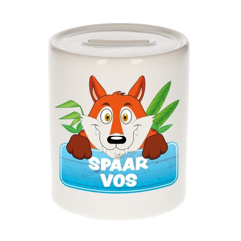 Kinder spaarpot met vossen print 9 cm -