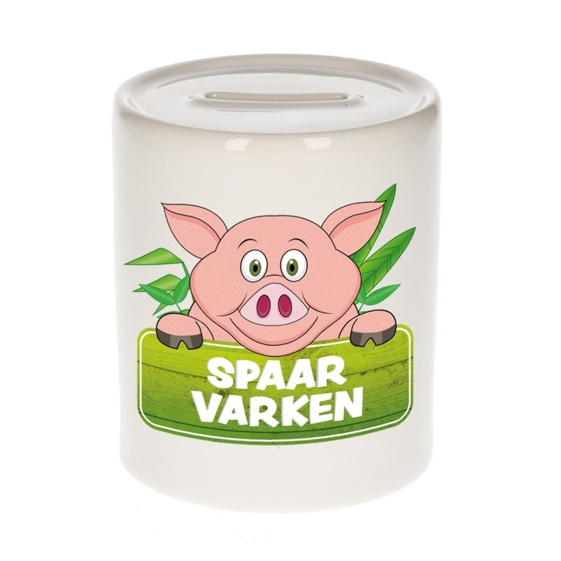 Kinder spaarpot met varkens print 9 cm -