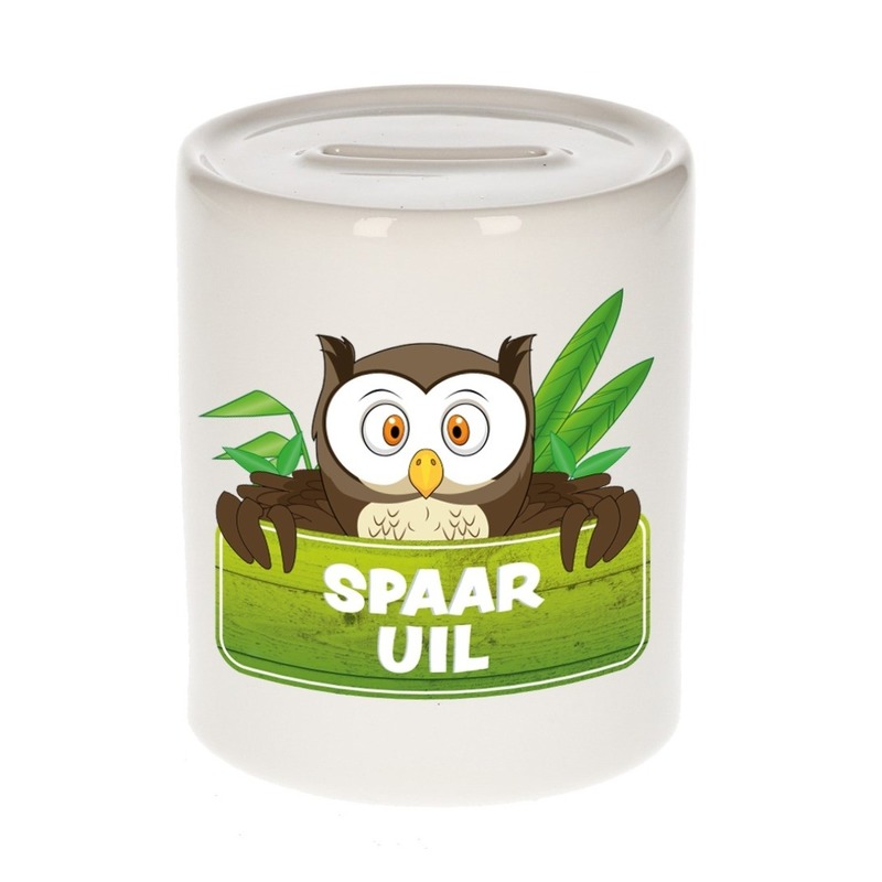 Kinder spaarpot met uilen print 9 cm -