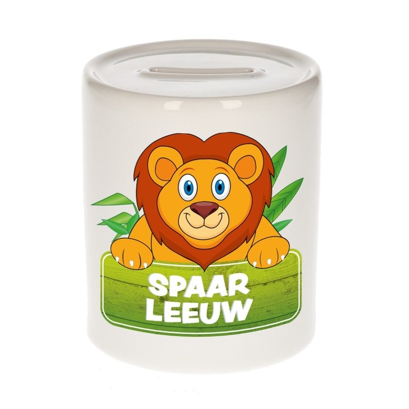 Kinder spaarpot met leeuwen print 9 cm -