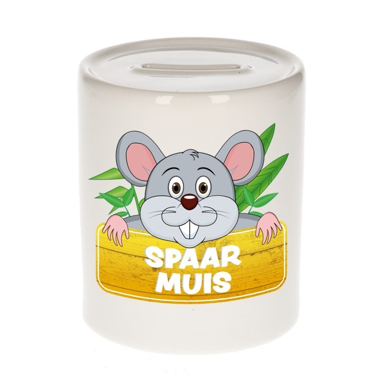 Kinder spaarpot met muis print 9 cm -