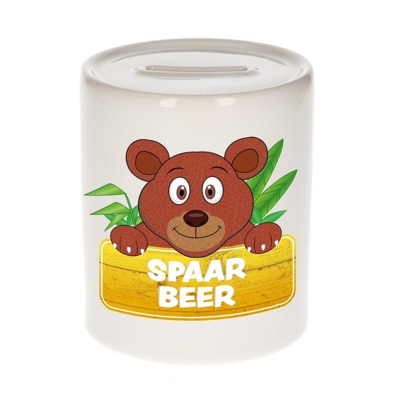 Kinder spaarpot met beren print 9 cm -