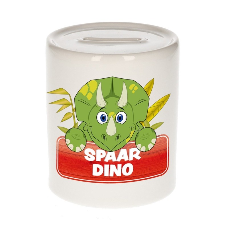 Kinder spaarpot met dinosaurus print 9 cm -