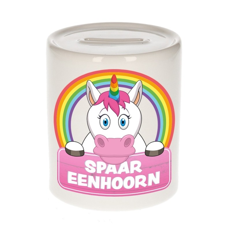 Kinder spaarpot met eenhoorn print 9 cm -