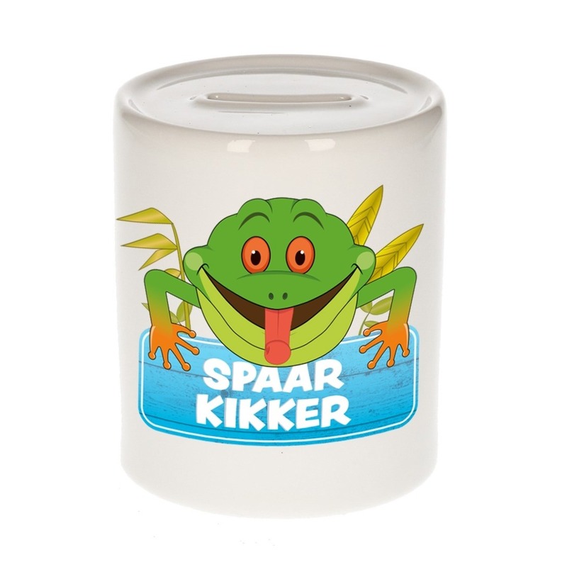 Kinder spaarpot met kikker print 9 cm -