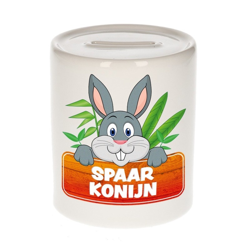 Kinder spaarpot met konijn print 9 cm -