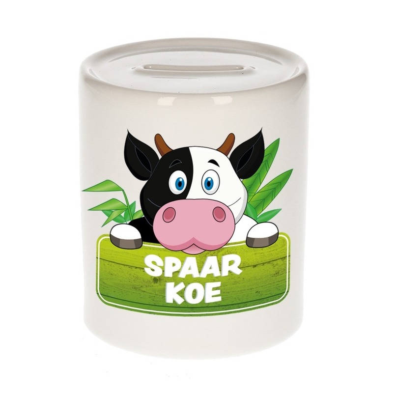 Kinder spaarpot met koeien print 9 cm -