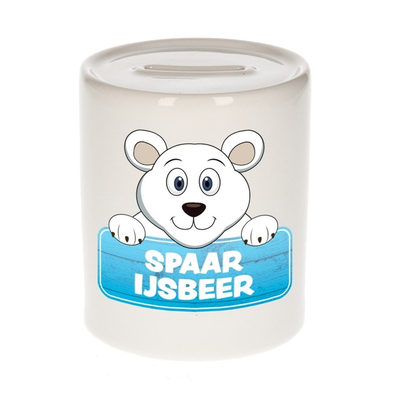Kinder spaarpot met ijsberen print 9 cm -