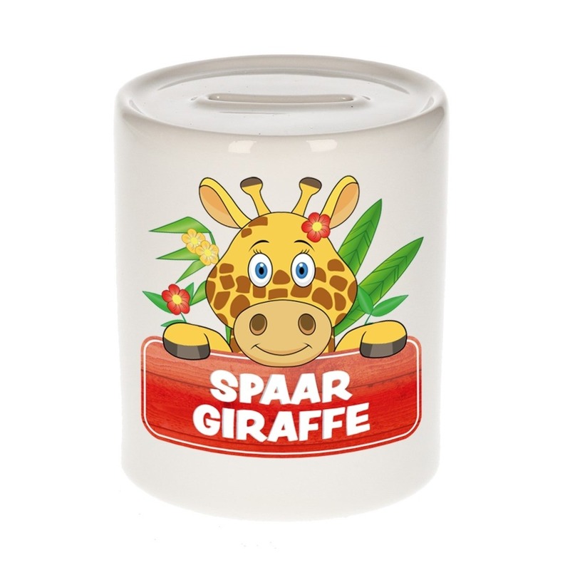 Kinder spaarpot met giraffe print 9 cm -